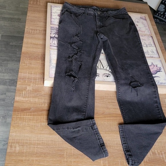 Vintage Lee Perfect Fit Black Distressed Straight Jeans - Picture 7 of 9